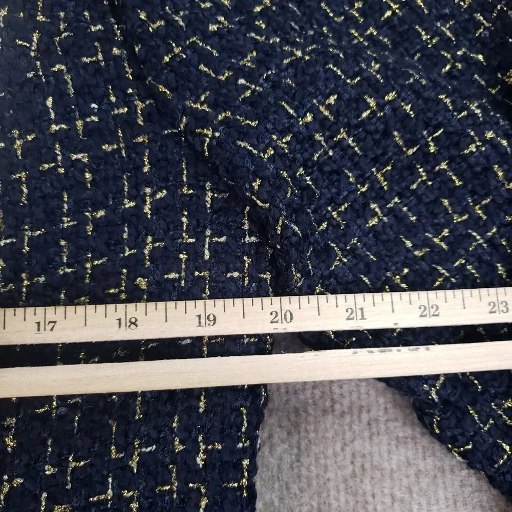 Sail to‎ Sable Tweed Coat Womens Size Large Long Blue Gold Button Front Sequence